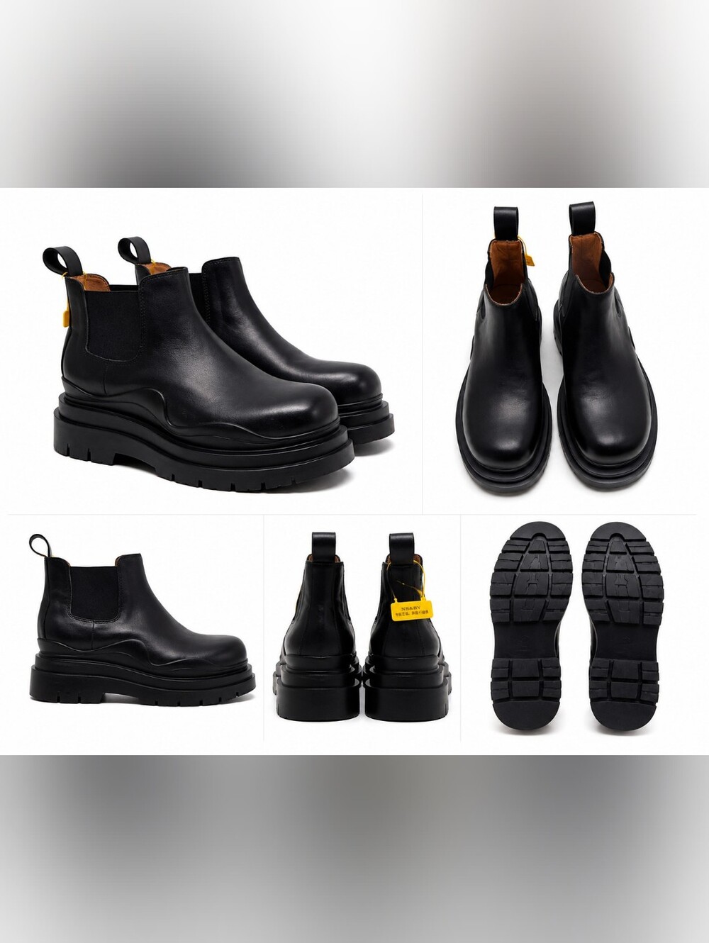 NB&BV Black Chunky Platform Chelsea Boots EU 45 US Men's 12 Pull On Lug Sole
